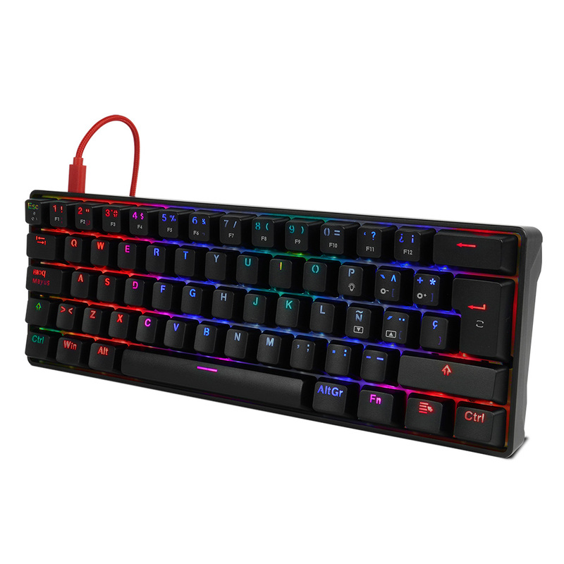 TECLADO MECANICO GAME FACTOR 60% RGB SWITCH RED USB TIPO C KBG560-RD
