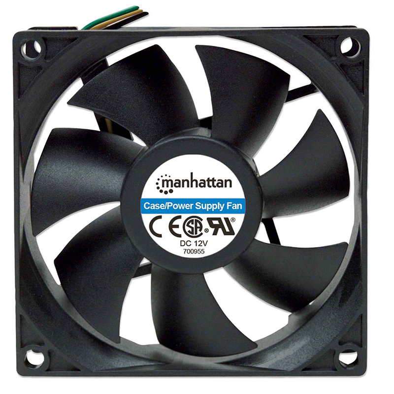 VENTILADOR GABINETE/FUENTE MANHATTAN 80MM NEGRO 3 PIN 700955