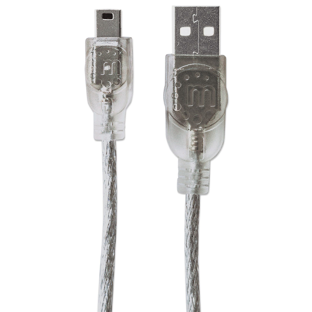 CABLE USB V2.0 MANHATTAN A-MINI B  1.8M PLATA  333412