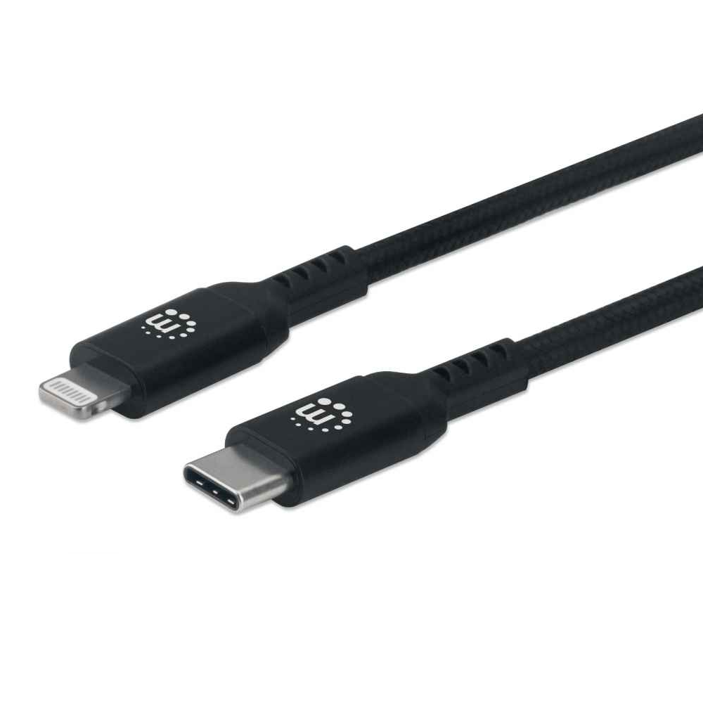 CABLE MANHATTAN USB-C A LIGHTNING 0.5M NEGRO CARGA Y SINCRONIZA 394192