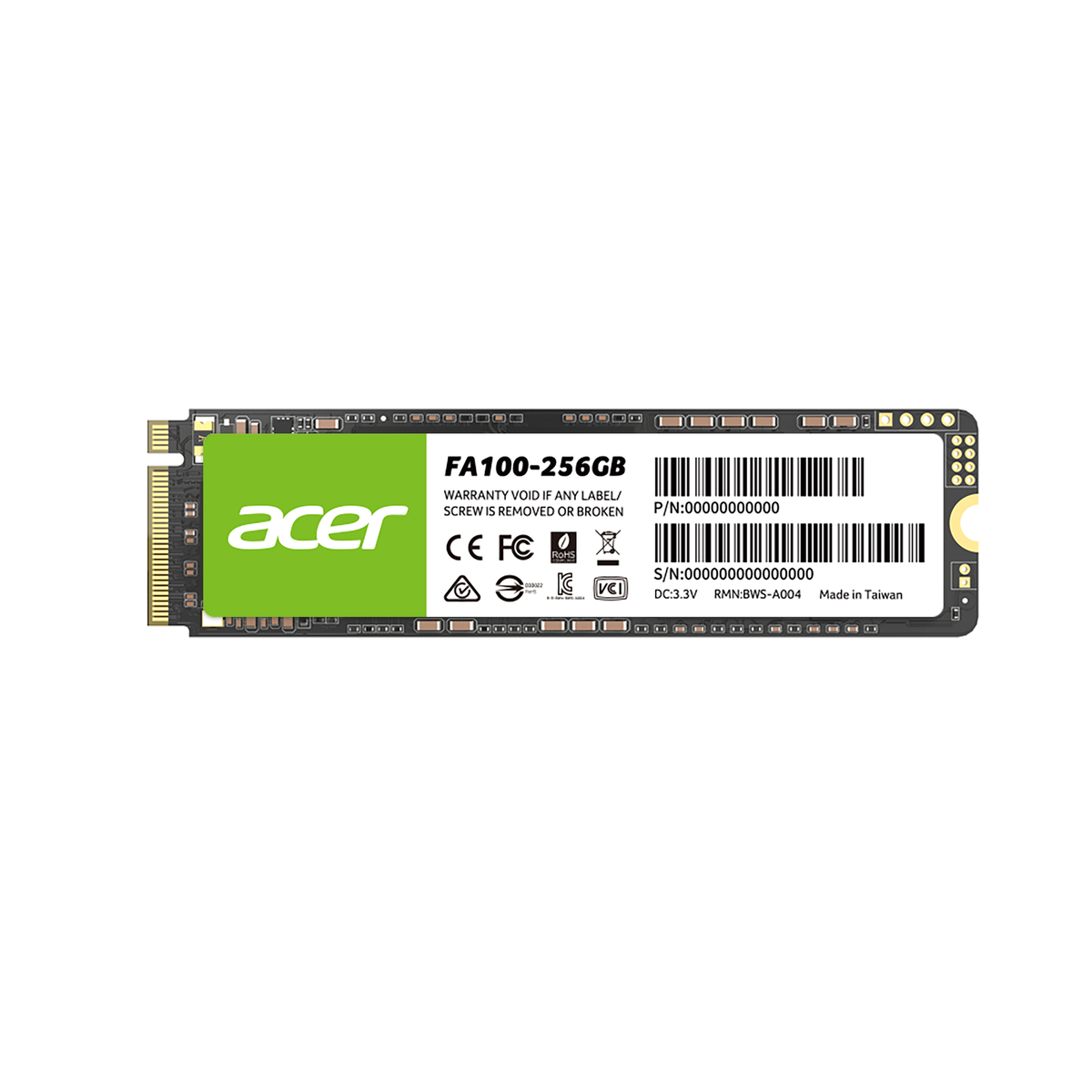 UNIDAD SSD ACER FA100 256GB M.2 NVME 3300MB/S (BL.9BWWA.118)