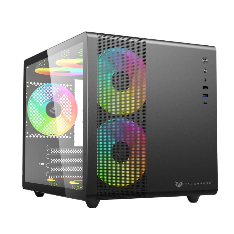 GABINETE GAMER MICROTORREGI930/PANEL IZQ CRISTAL/NEGRO BR-936033