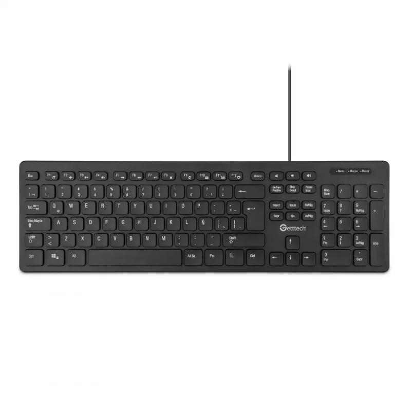 TECLADO SLIM GETTTECH ALAMBRICO NEGRO GGK-ESMWR-01