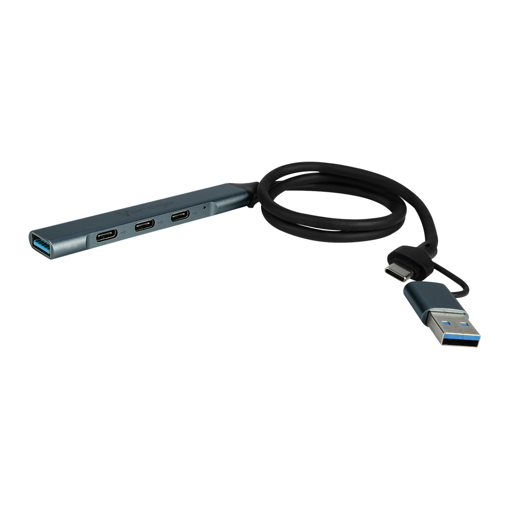 CONCENTRADOR HUB VORAGO SLIM/3 TIPOC+1 USB3.0/ADAPTADOR C Y USB (HU-205)