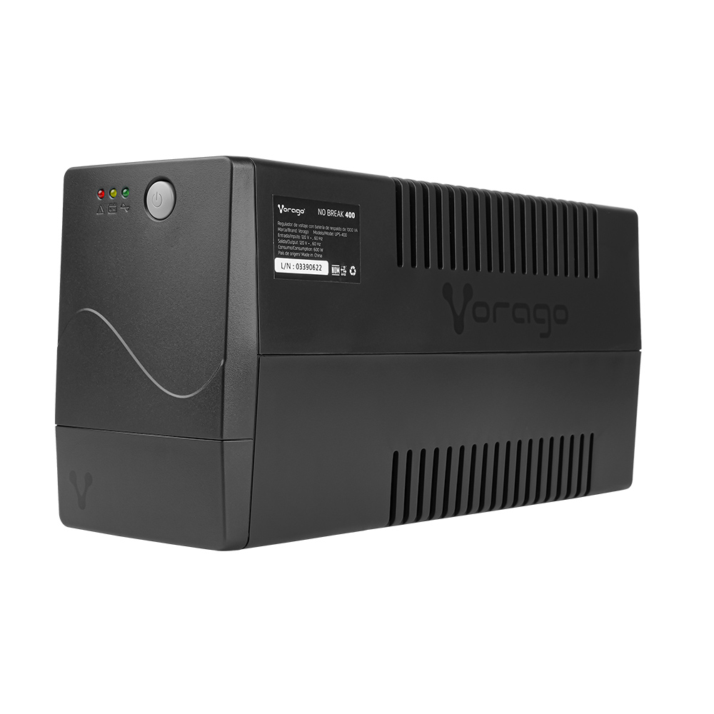 NO BREAK VORAGO 1,000 VA 600W 6 CONTACTOS CON RESPALDO NEGRO UPS-400