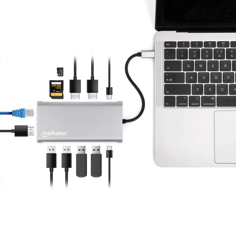 DOCKING MANHATTAN USB-C 12 PTOS HDMIx3 USB-C PD/USBv3.2 (130660)