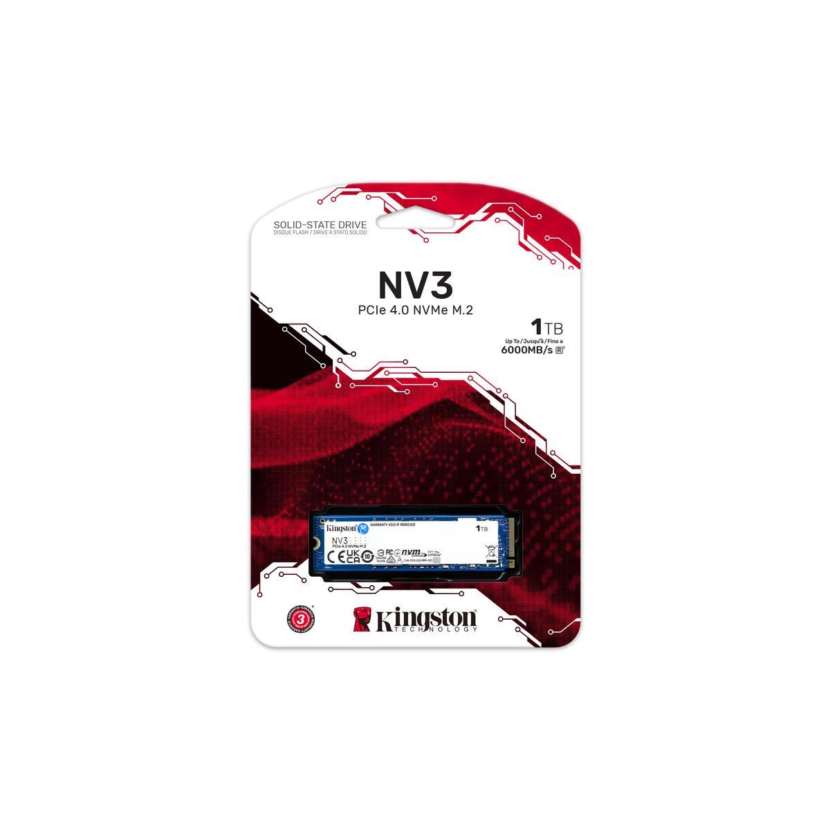 UNIDAD SSD KINGSTON NV3 1TB M.2 2280 NVMe 6000MB/S (SNV3S/1000G)