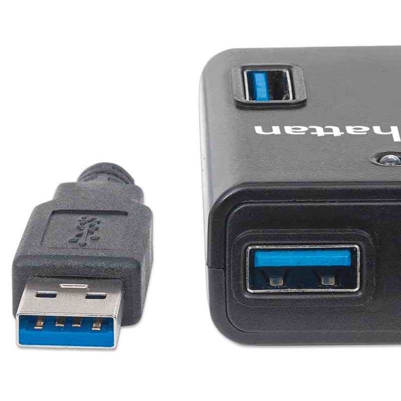 HUB MANHATTAN USB A MACHO 3.0 A 4PTOS USB A HEMBRA CON FUENTE 162302