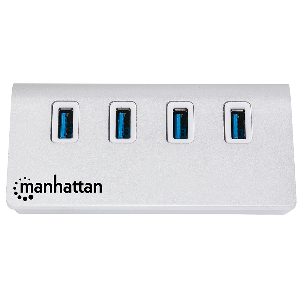 HUB MANHATTAN USB A V3.0 CHASIS DE ALUMINIO 4 PTO ALIM POR BUS 163767