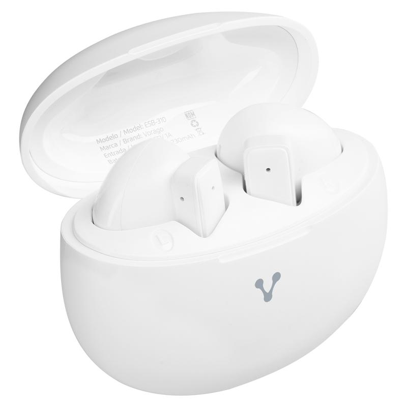 AUDIFONOS VORAGO EARBUD BT TWS 5.4 6HRS + 3CARGAS TACTIL USB-C BLANCO (ESB-310-WH)