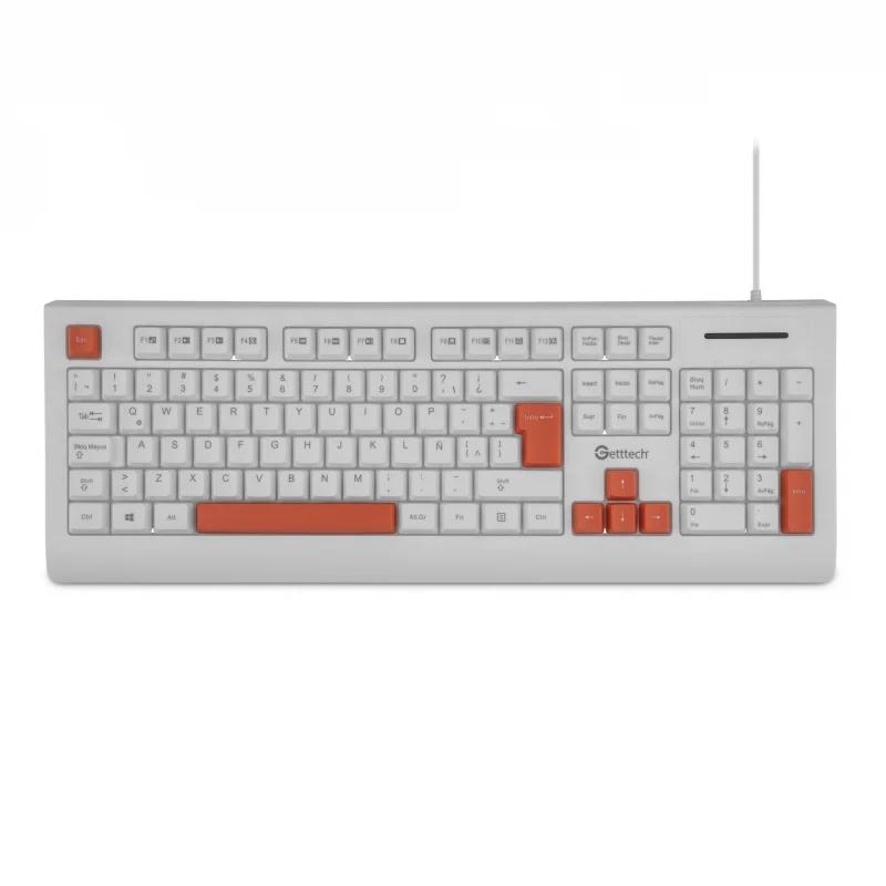 TECLADO GETTTECH ALAMBRICO BLANCO MEMBRANA GGK-ESMWR-02-WH