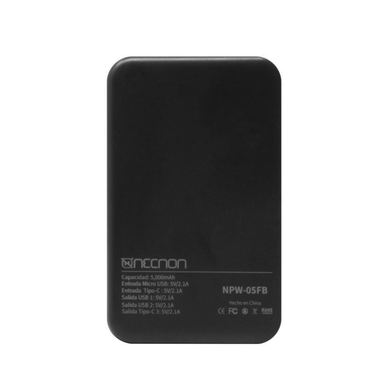 POWERBANK NECNON NPW-05FB 5000MAH TIPOC NEGRO NBPB0501FB