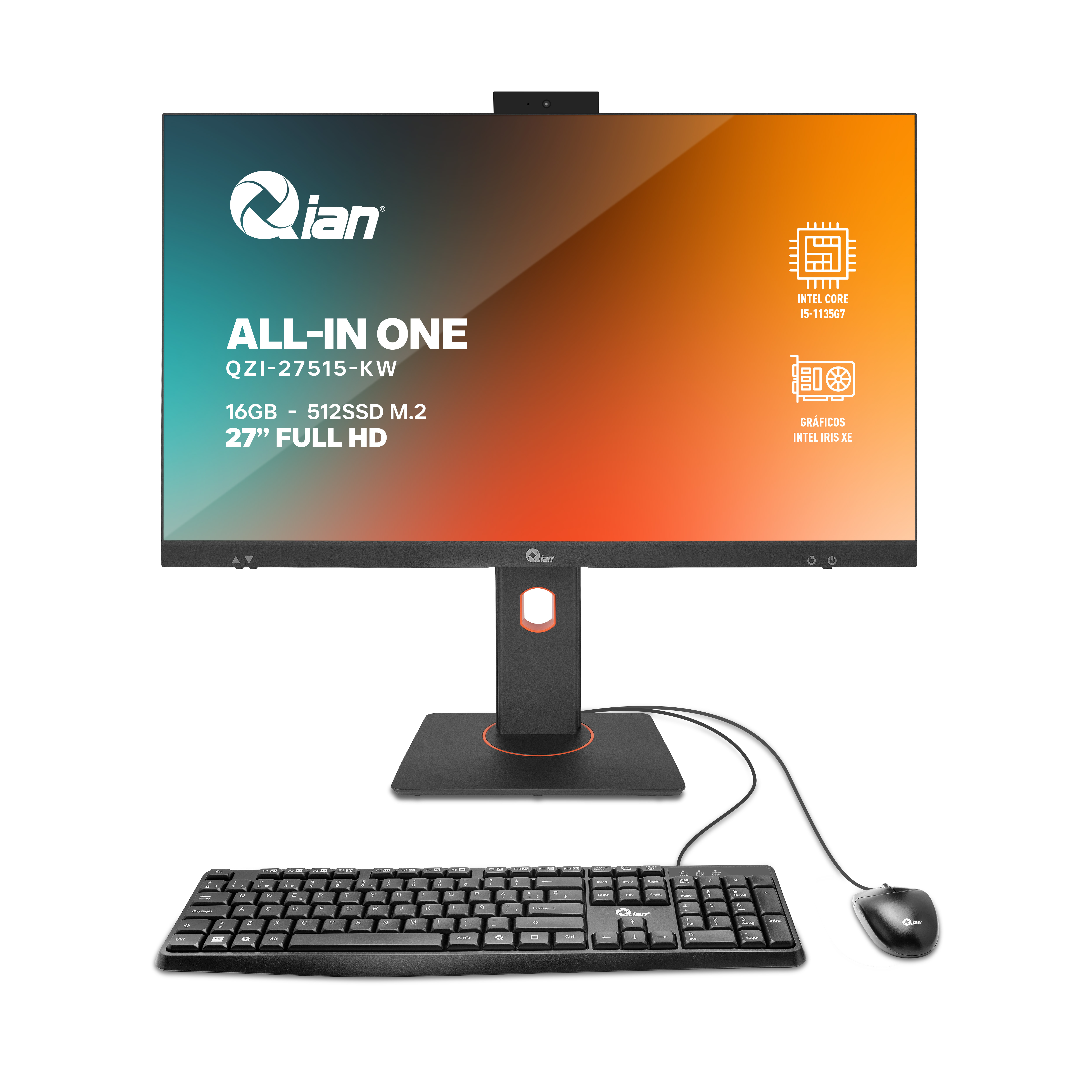 ALL IN ONE QIAN 27" CI5, 16GB, 512GB, W11 PRO TRIAL + T/M (QZI-27515-KW)