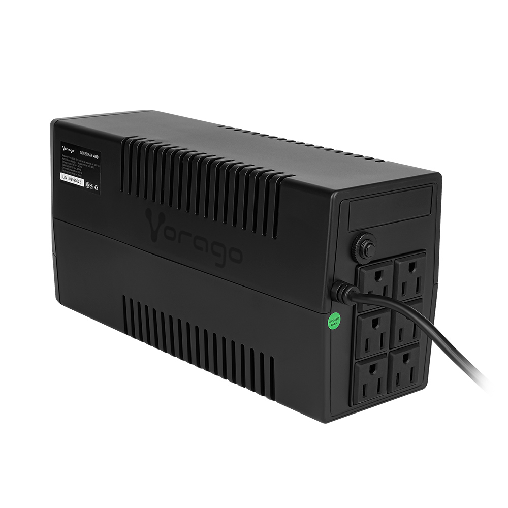 NO BREAK VORAGO 1,000 VA 600W 6 CONTACTOS CON RESPALDO NEGRO UPS-400